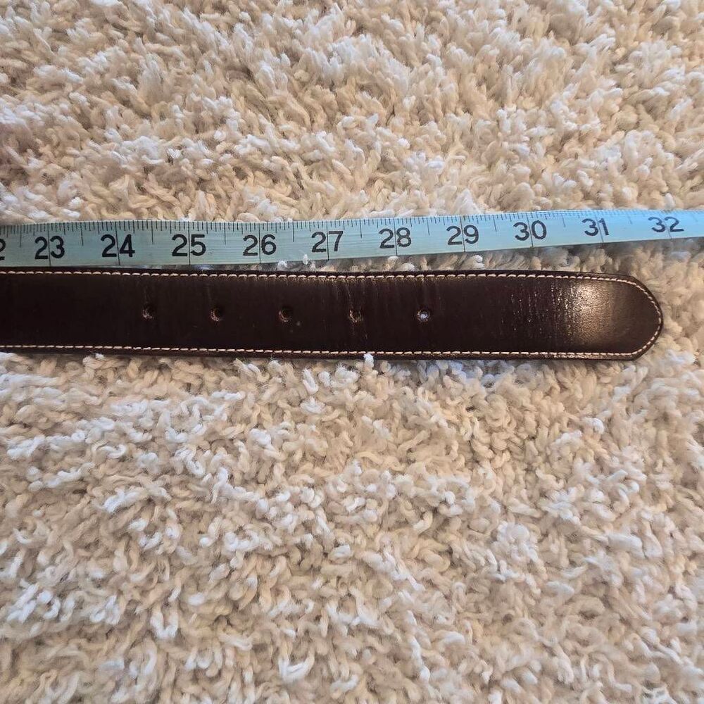 Dark Brown Leather Belt Contrast Stitch Small - Picture 4 of 7